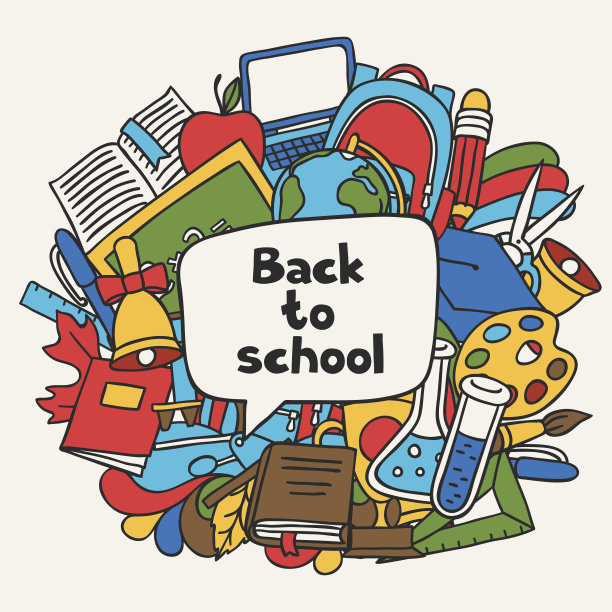 回到学校背景与教育手绘涂鸦图片下载