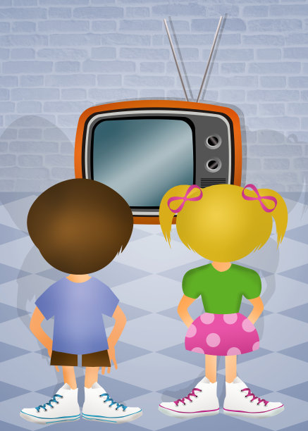孩子们在电视机前图片下载