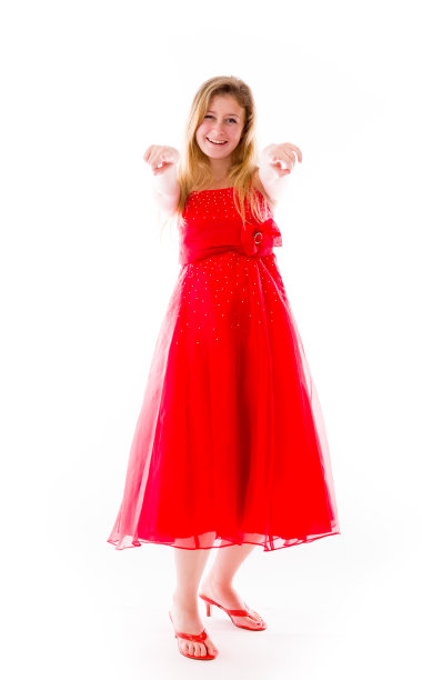 模型孤立在普通背景手指指向相机图片下载