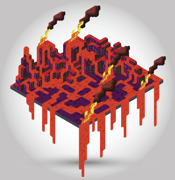 用等距图形说明火山概念图片下载