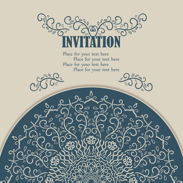 复古的邀请卡与花边装饰。图片下载