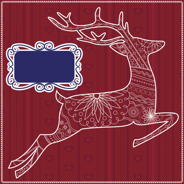 红色背景与鹿图片下载