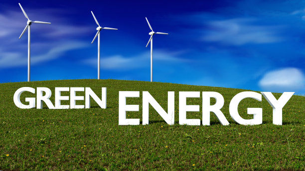 风力发电机的草甸绿色能源概念图片下载