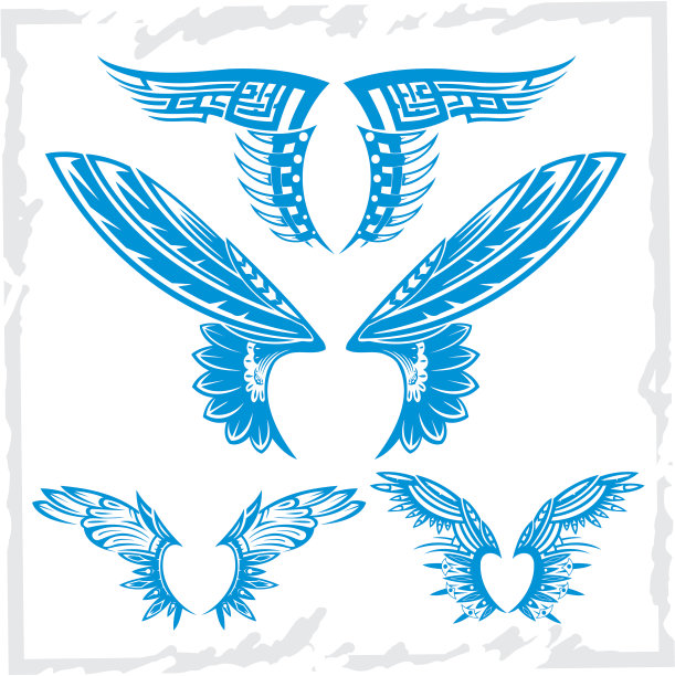 向量的翅膀。Vinyl-ready插图。图片下载