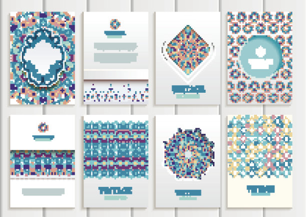 库存矢量集宣传册在复古风格图片下载