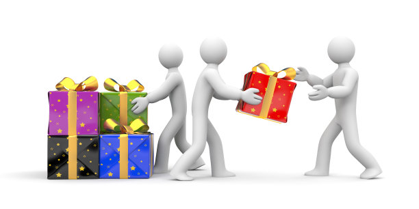 人们卸下礼品盒图片下载