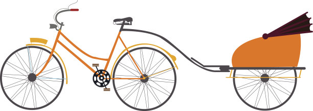 印度人力车矢量插图旅游交通工具拉自行车图片下载