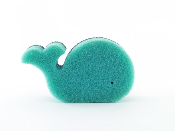 鲸鱼形状的海绵在白色的背景图片下载