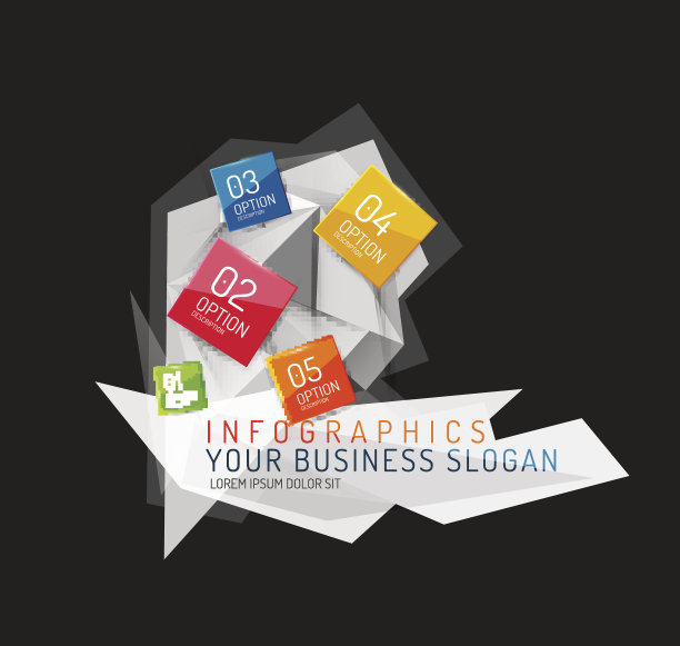 现代多边形折纸信息图图片下载