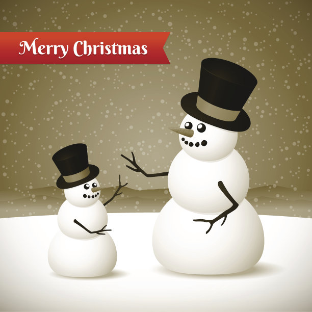 有两个雪人的圣诞卡片图片下载