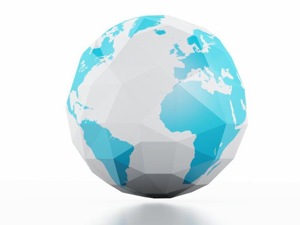 行星地球的白色背景。低多边形3d图像。图片下载