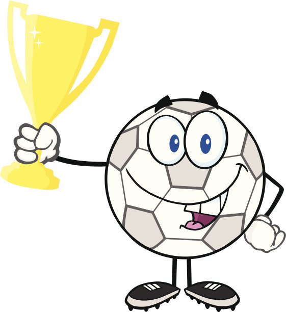 拿着奖杯的快乐足球图片下载