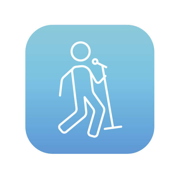 男人唱歌与麦克风线图标图片下载