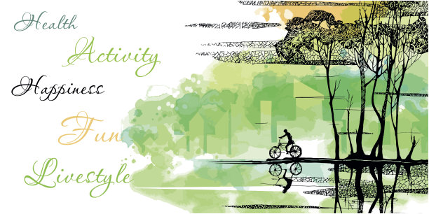 矢量景观背景与自行车图片下载