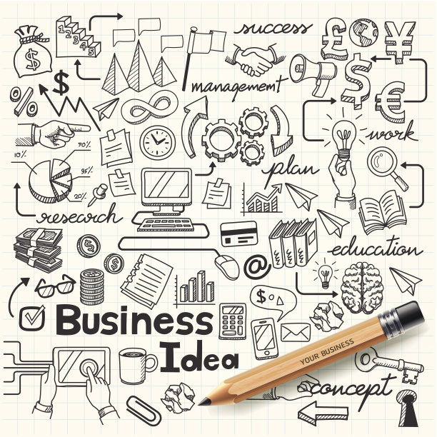 商业创意涂鸦图标集。素材图片