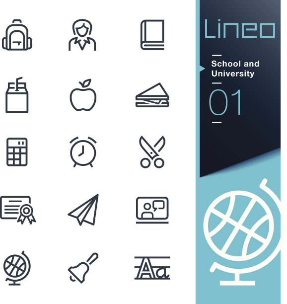 线-学校和大学的轮廓图标图片下载