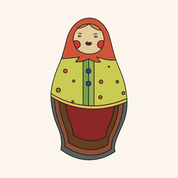 俄罗斯传统木制娃娃，矢量图案，埃勒图片下载