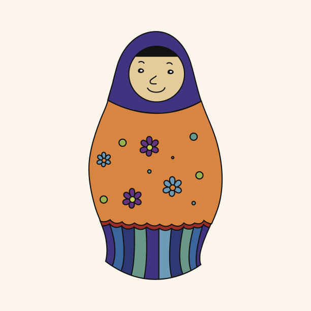 俄罗斯传统木制娃娃，矢量图案，埃勒图片下载