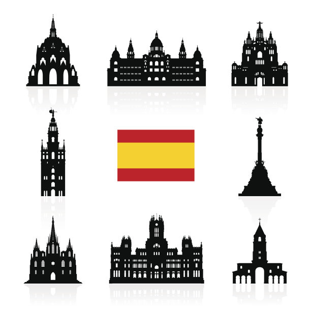 西班牙旅游地标标志。图片下载