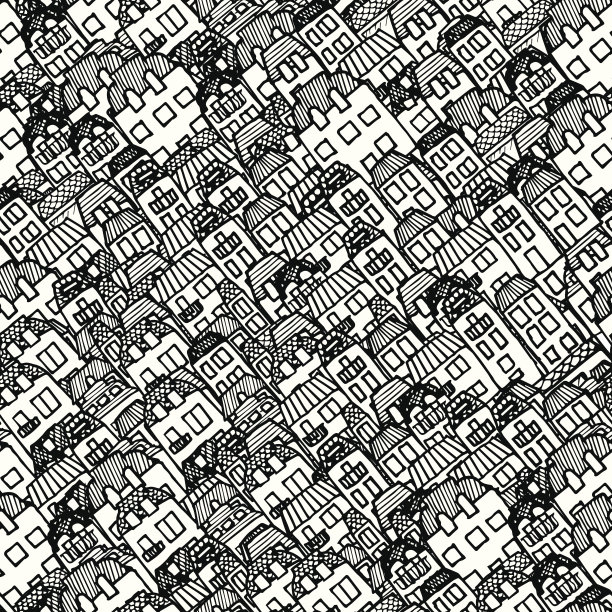 矢量无缝模式-房屋和房地产图片下载