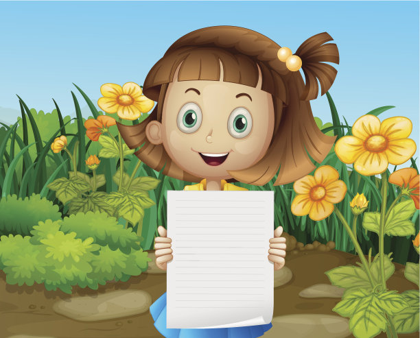 可爱的小女孩拿着一张空纸图片下载