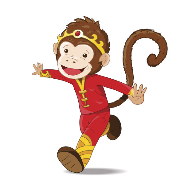 中国猴子孤立在白色背景上图片下载