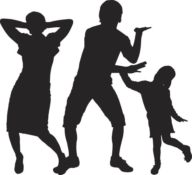 一个家庭的矢量剪影。图片下载