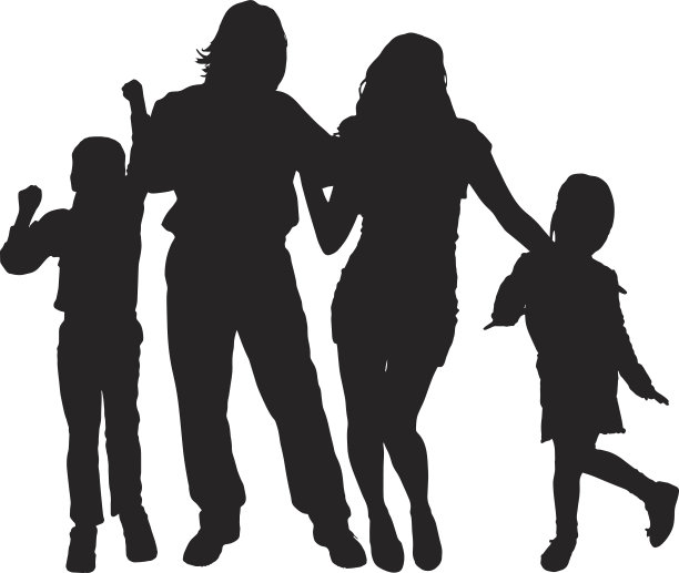 一个家庭的矢量剪影。图片下载