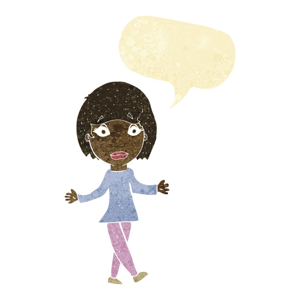 卡通惊讶的女人用气泡说话图片下载
