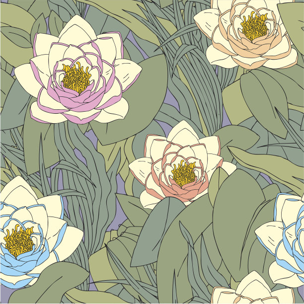 无缝图案与花百合图片下载