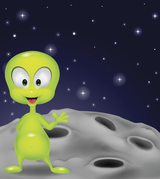 可爱的绿色外星人挥手图片下载