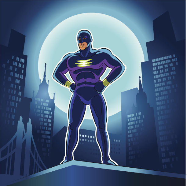超级英雄。背景上的矢量插图素材图片