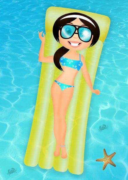 女孩晒日光浴图片下载