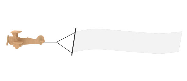 空白的空中广告。木制玩具老式飞机与空图片下载