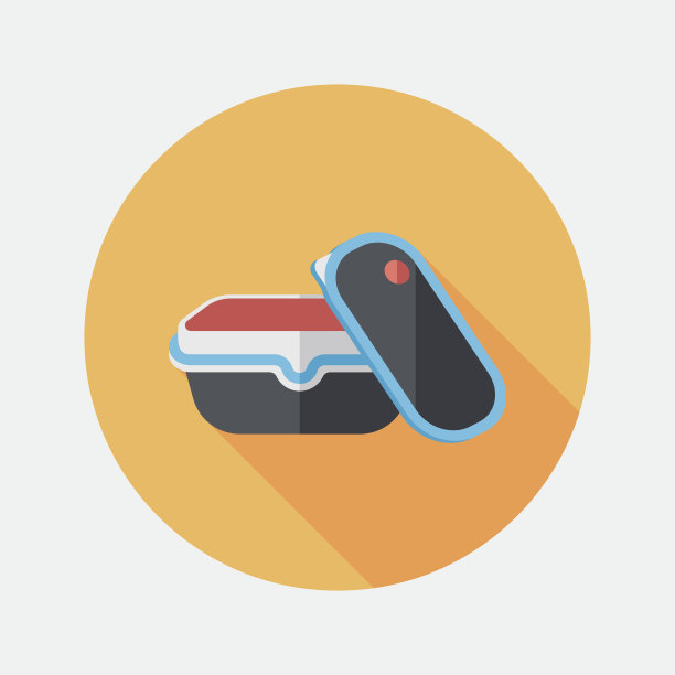 厨房器皿保存容器扁平图标与长影子，eps1图片下载