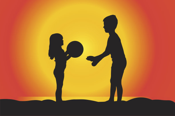 矢量剪影的孩子。图片下载