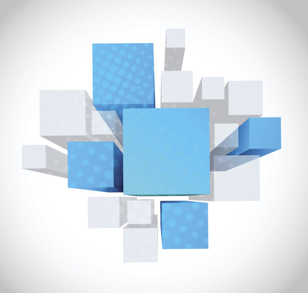 抽象背景与三维灰色和蓝色立方体图片下载