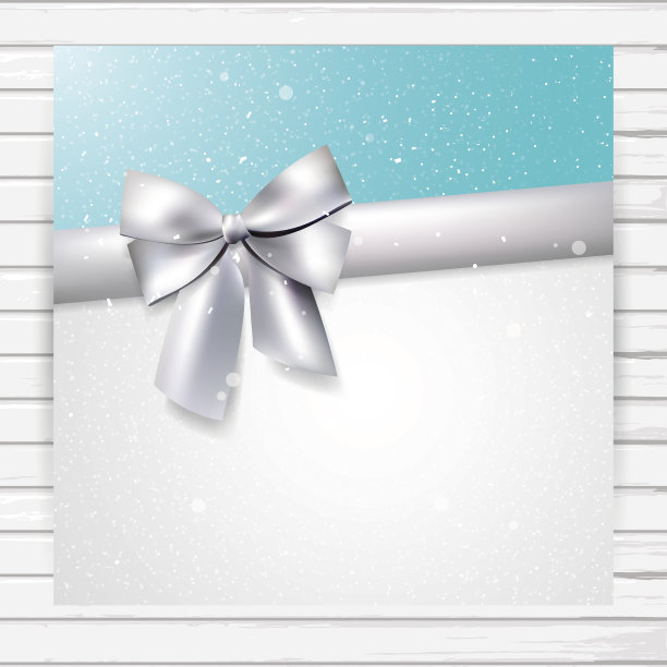 明亮的蓝白相间的卡片，还有银色的丝带图片下载