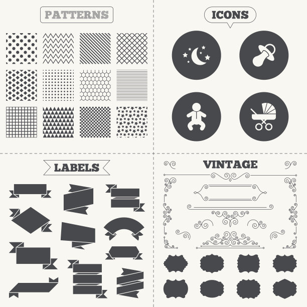 月亮和星星。婴儿婴儿图标。车,假图片下载