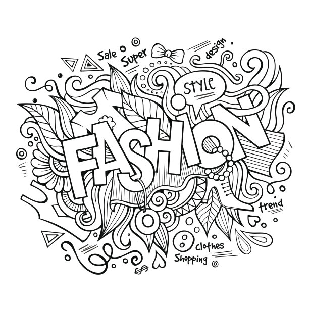 时尚手写体和涂鸦元素和符号背景图片下载