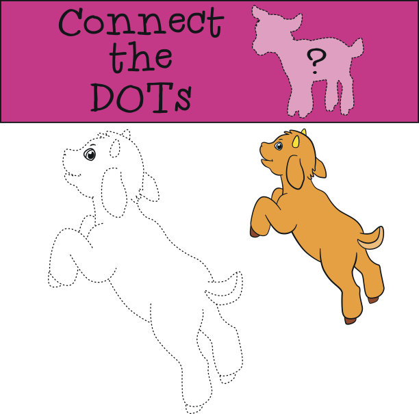 教育游戏:连接点。可爱的小山羊图片下载
