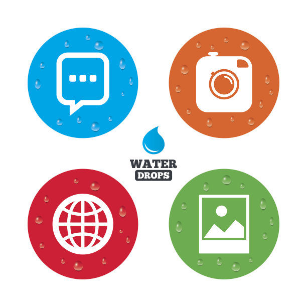 社交媒体图标。聊天语音泡泡和地球仪图片下载