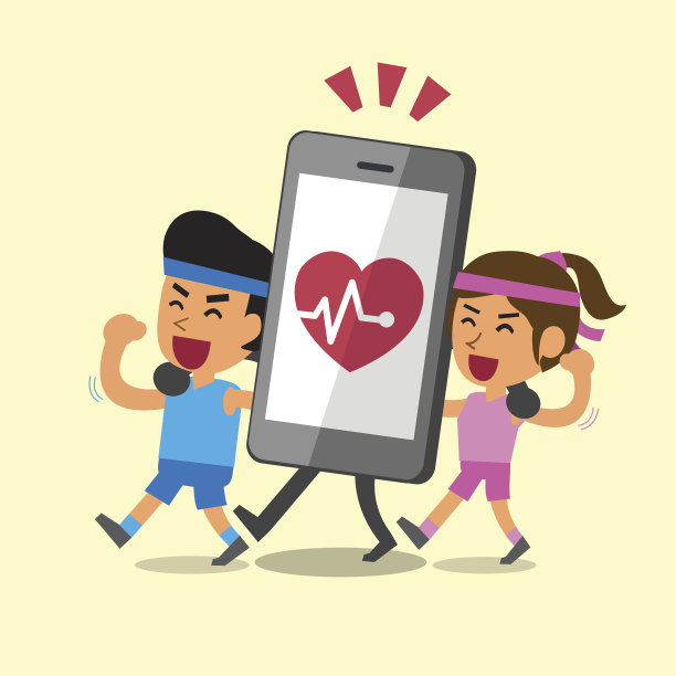 卡通人物用智能手机走路图片下载