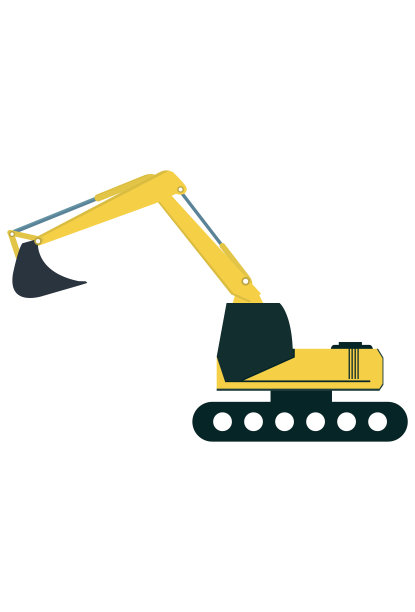 白色背景上的挖掘机图片下载