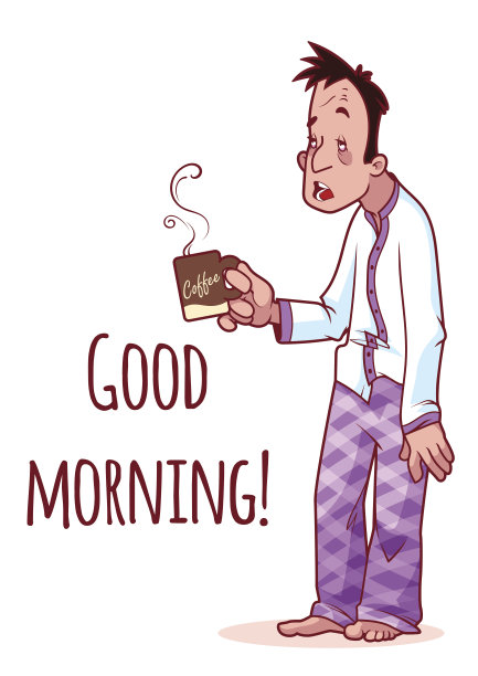 喝着咖啡的瞌睡虫。早上好图片下载
