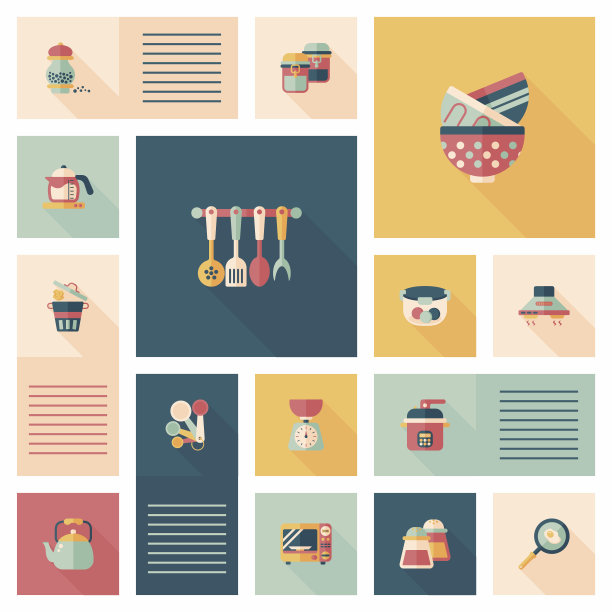 厨具平面应用程序ui背景，eps10图片下载