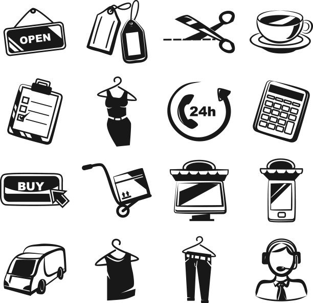 电子商务黑色图标设置图片下载