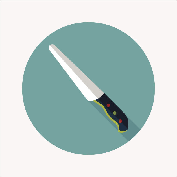 厨具刀平面图标与长影子，eps10图片下载