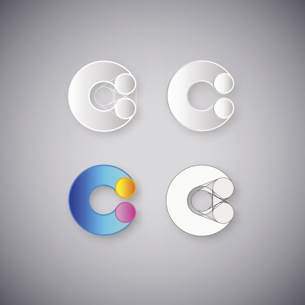 字母C的抽象向量组合图片下载