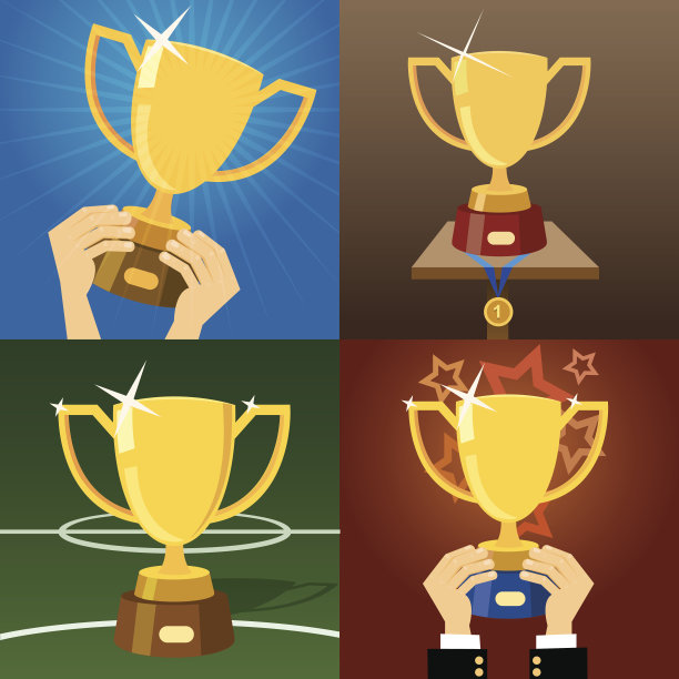 一套四个金奖杯或奖杯图片下载